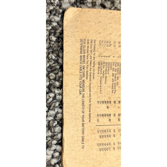 VTG CAROL CP625 Replacement Side Terminal Battery Cable For General Motors USA - Picture 7 of 7